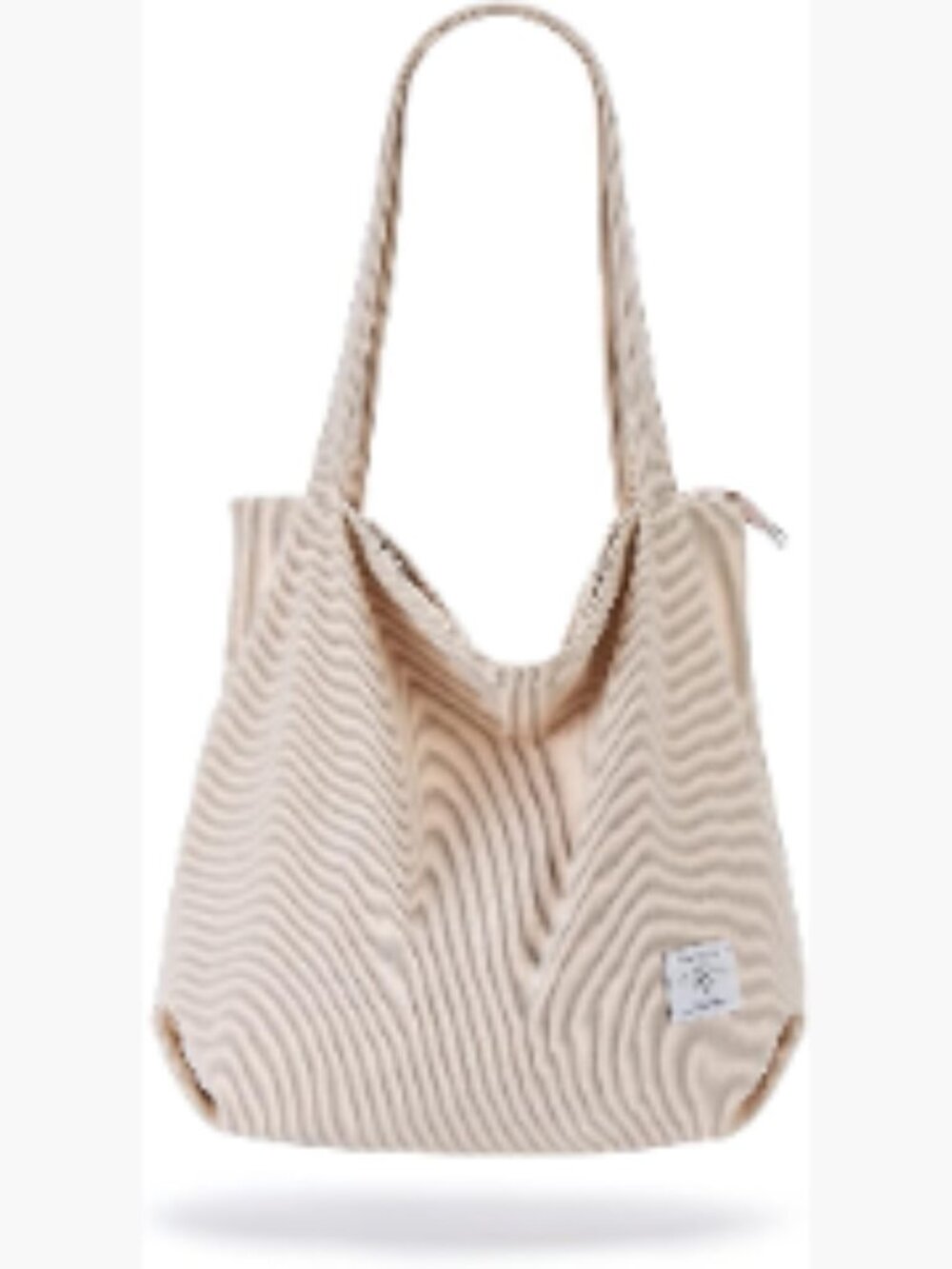Corduroy Tote Bag Zipper Casual Handbag Big Capacity Shoulder Bag with Pockets
